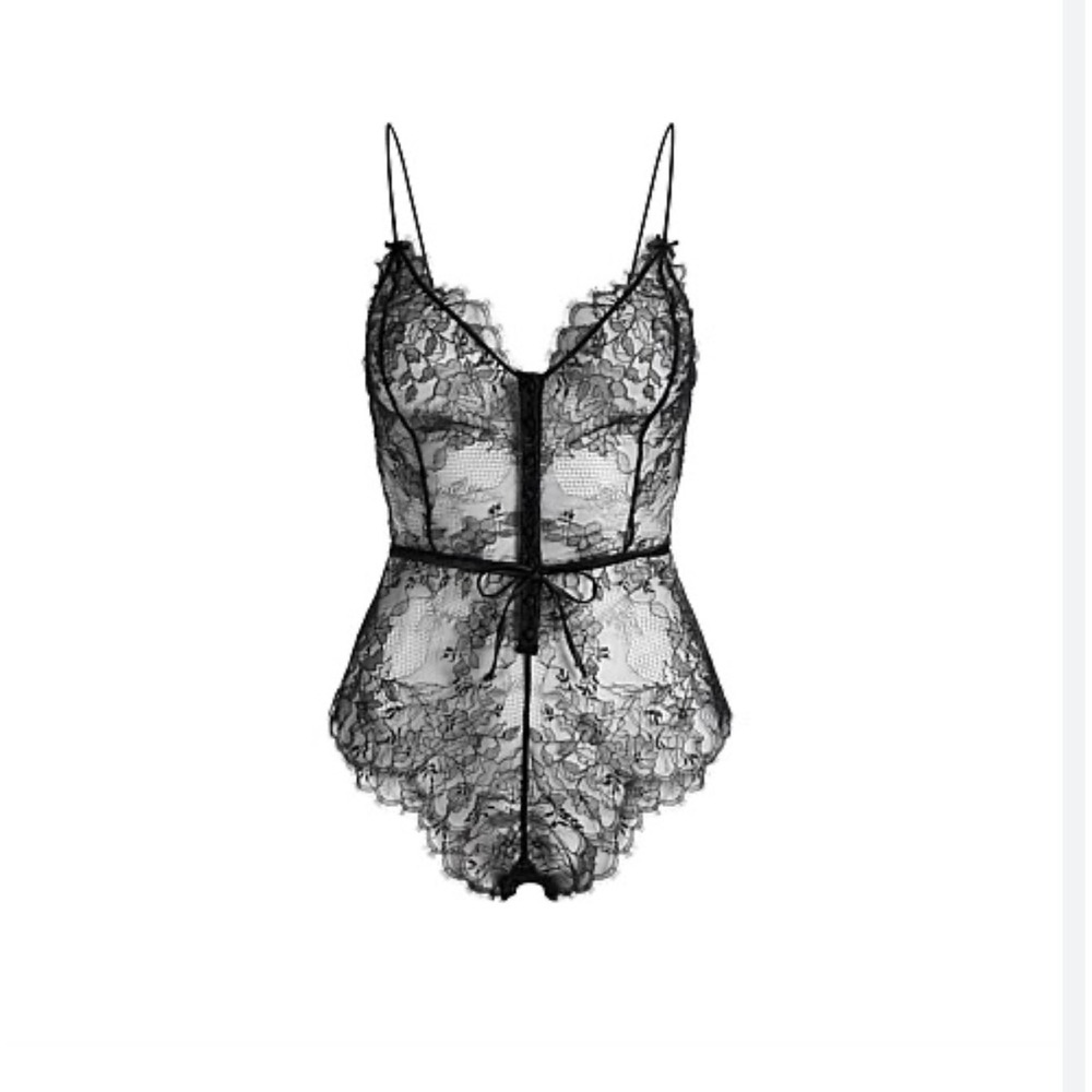 Skims Womens Black Lace Bodysuit Ultra Fine Lace Sheer Lingerie XS NWOT